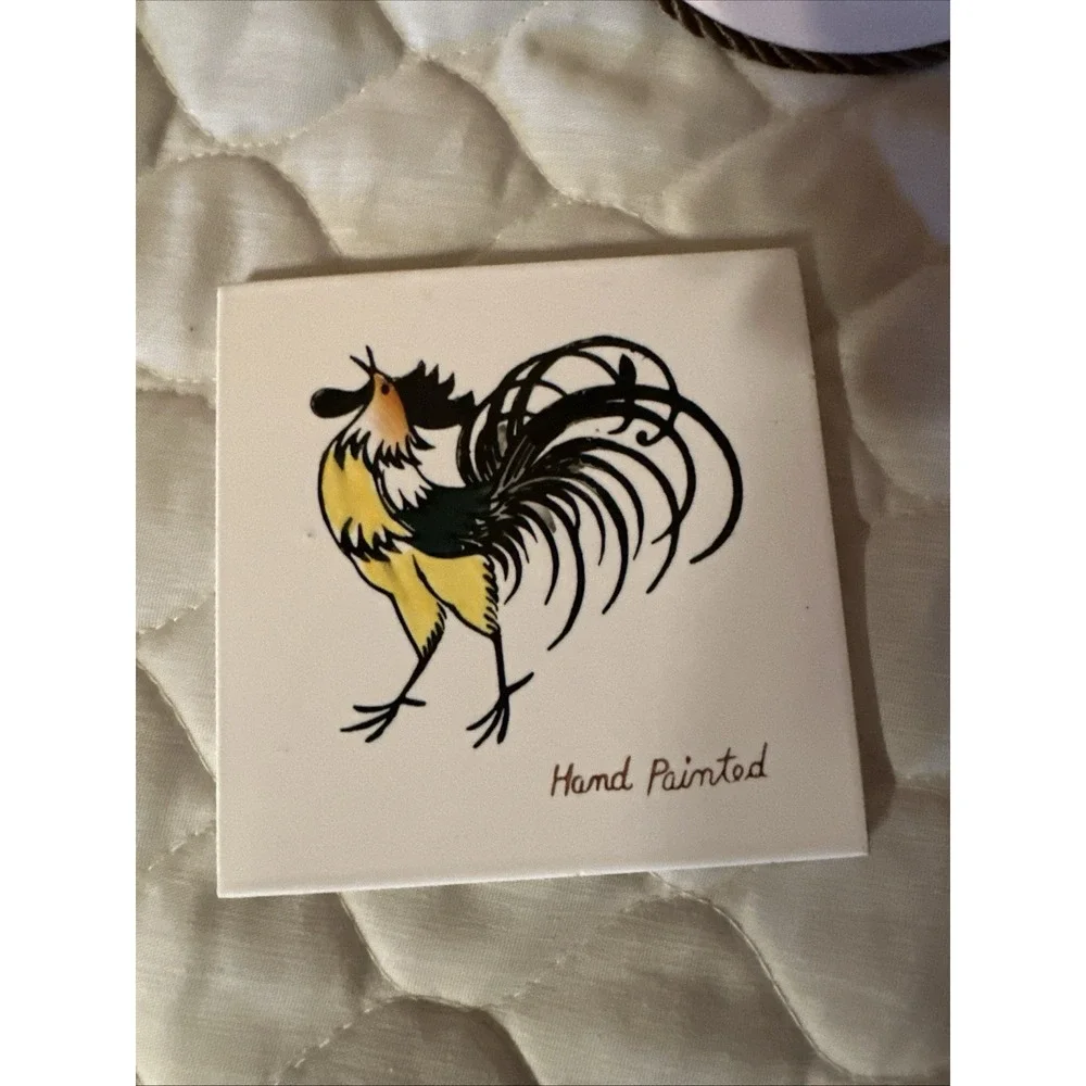 Lot Of Rooster Decor Rooster‎ Tile Art, Hot Plate And Candle Cover
